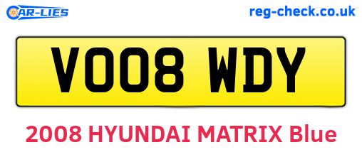 VO08WDY are the vehicle registration plates.