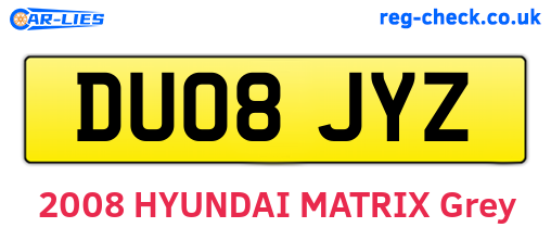 DU08JYZ are the vehicle registration plates.