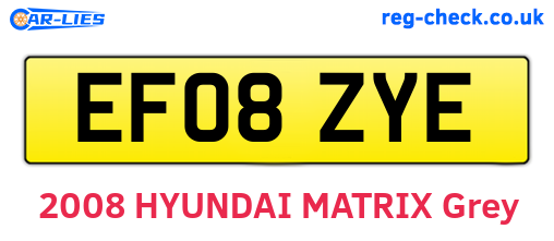 EF08ZYE are the vehicle registration plates.