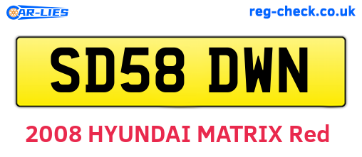 SD58DWN are the vehicle registration plates.