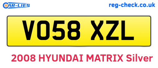 VO58XZL are the vehicle registration plates.