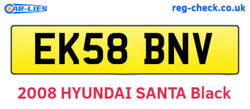 EK58BNV are the vehicle registration plates.