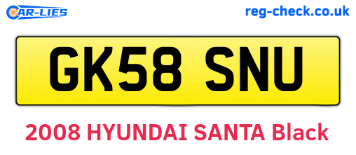 GK58SNU are the vehicle registration plates.