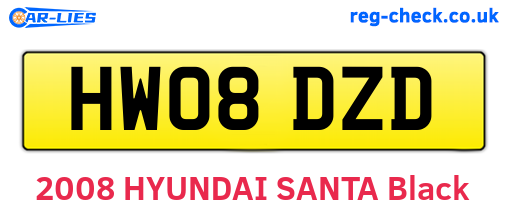 HW08DZD are the vehicle registration plates.
