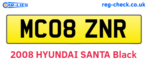 MC08ZNR are the vehicle registration plates.