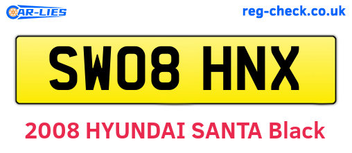 SW08HNX are the vehicle registration plates.
