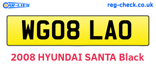 WG08LAO are the vehicle registration plates.