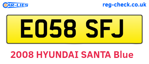 EO58SFJ are the vehicle registration plates.