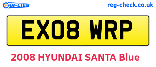 EX08WRP are the vehicle registration plates.
