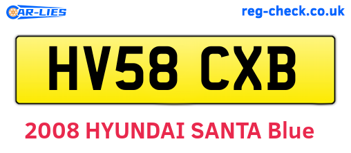 HV58CXB are the vehicle registration plates.