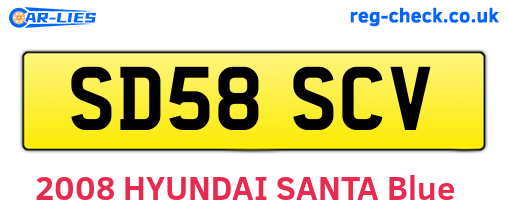 SD58SCV are the vehicle registration plates.