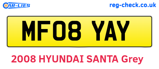 MF08YAY are the vehicle registration plates.