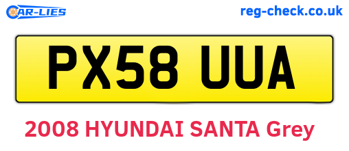 PX58UUA are the vehicle registration plates.