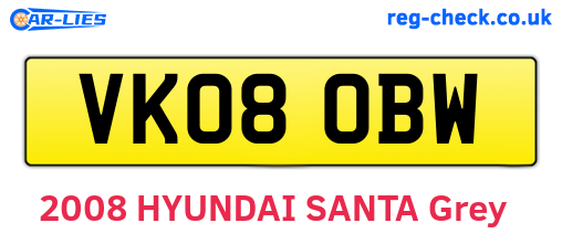 VK08OBW are the vehicle registration plates.