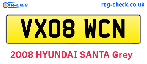 VX08WCN are the vehicle registration plates.