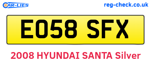 EO58SFX are the vehicle registration plates.