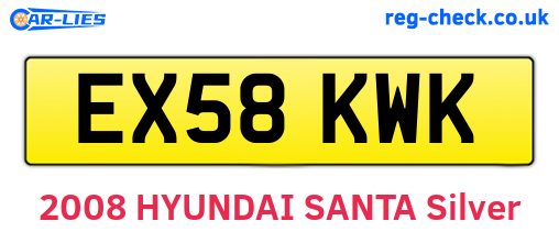 EX58KWK are the vehicle registration plates.