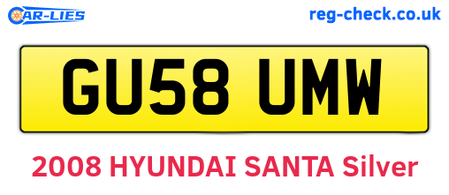 GU58UMW are the vehicle registration plates.