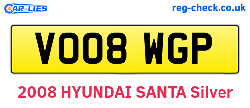 VO08WGP are the vehicle registration plates.