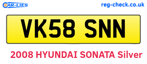 VK58SNN are the vehicle registration plates.