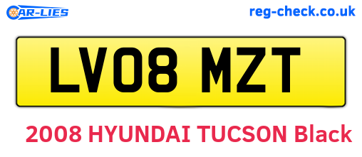 LV08MZT are the vehicle registration plates.