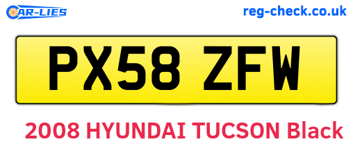 PX58ZFW are the vehicle registration plates.