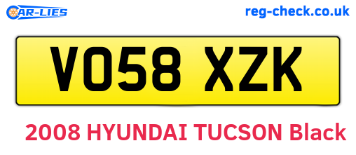 VO58XZK are the vehicle registration plates.