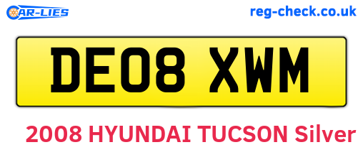 DE08XWM are the vehicle registration plates.