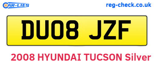 DU08JZF are the vehicle registration plates.