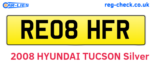 RE08HFR are the vehicle registration plates.