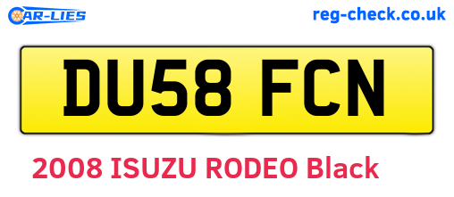 DU58FCN are the vehicle registration plates.