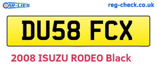 DU58FCX are the vehicle registration plates.