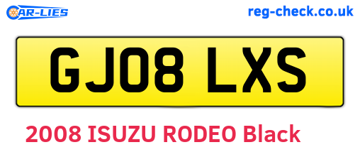 GJ08LXS are the vehicle registration plates.