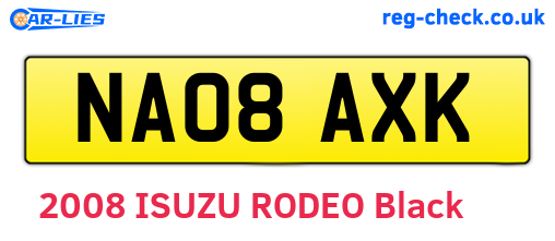 NA08AXK are the vehicle registration plates.