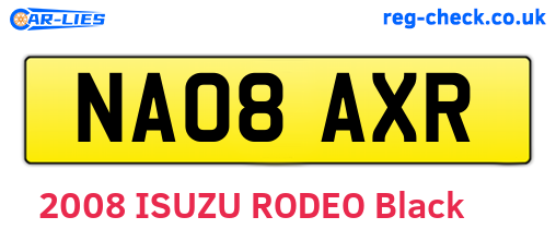 NA08AXR are the vehicle registration plates.