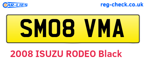 SM08VMA are the vehicle registration plates.