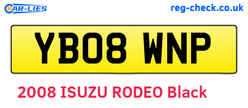 YB08WNP are the vehicle registration plates.