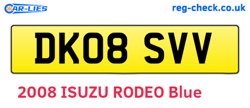 DK08SVV are the vehicle registration plates.