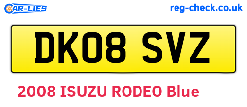 DK08SVZ are the vehicle registration plates.