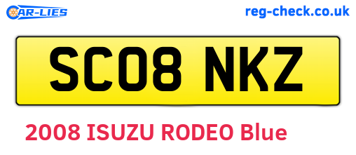 SC08NKZ are the vehicle registration plates.