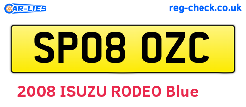 SP08OZC are the vehicle registration plates.
