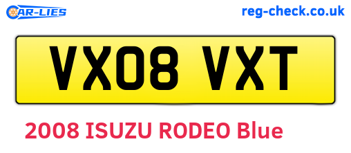 VX08VXT are the vehicle registration plates.