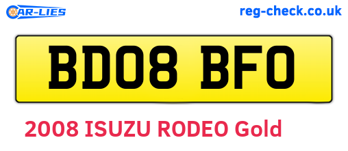 BD08BFO are the vehicle registration plates.