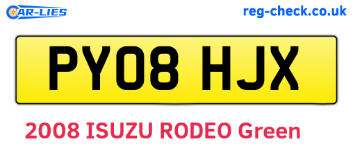 PY08HJX are the vehicle registration plates.