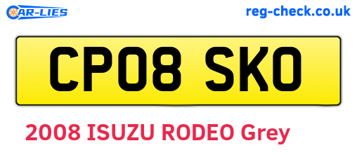 CP08SKO are the vehicle registration plates.