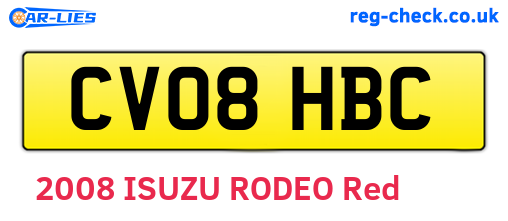 CV08HBC are the vehicle registration plates.