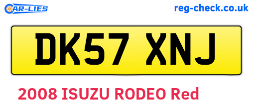 DK57XNJ are the vehicle registration plates.