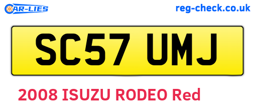 SC57UMJ are the vehicle registration plates.