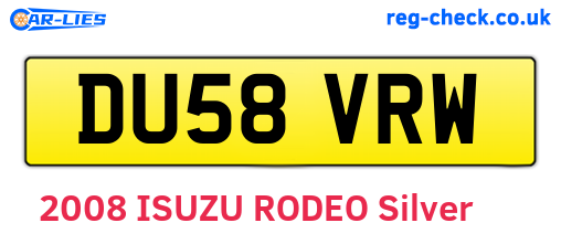 DU58VRW are the vehicle registration plates.