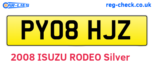 PY08HJZ are the vehicle registration plates.